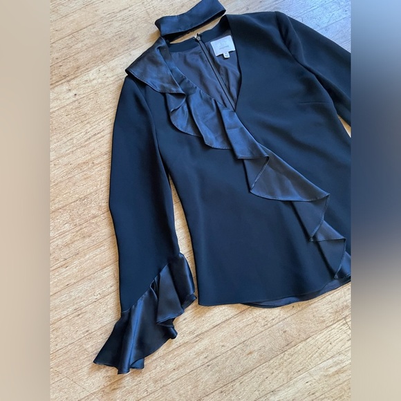 Cinq A Sept Mariah silky ruffle choker blouse Y2K luxury - Picture 8 of 9